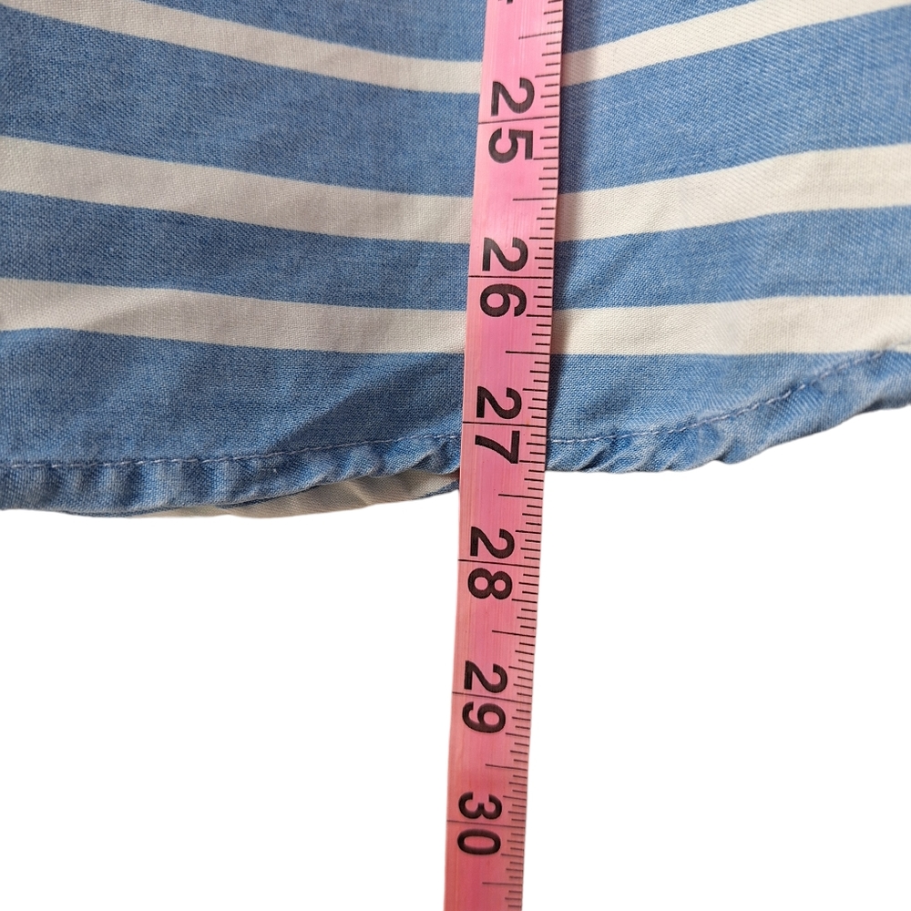 New York & Company Blue White Stripe Button‎ Up Shirt - Picture 15 of 15